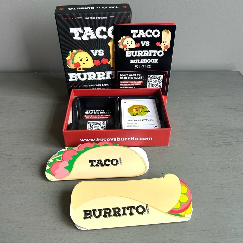 Taco vs Burrito Strategic Card Game Family Age 6+, 2-4 Players, 15 Min Play